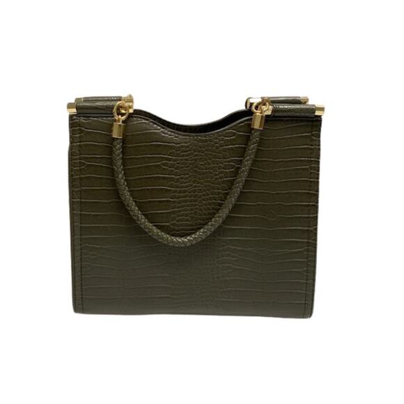 New BEBE Natalie Croco Hunter Shopper Gold Tone Hardware Crossbody Strap Purse - Picture 2 of 8